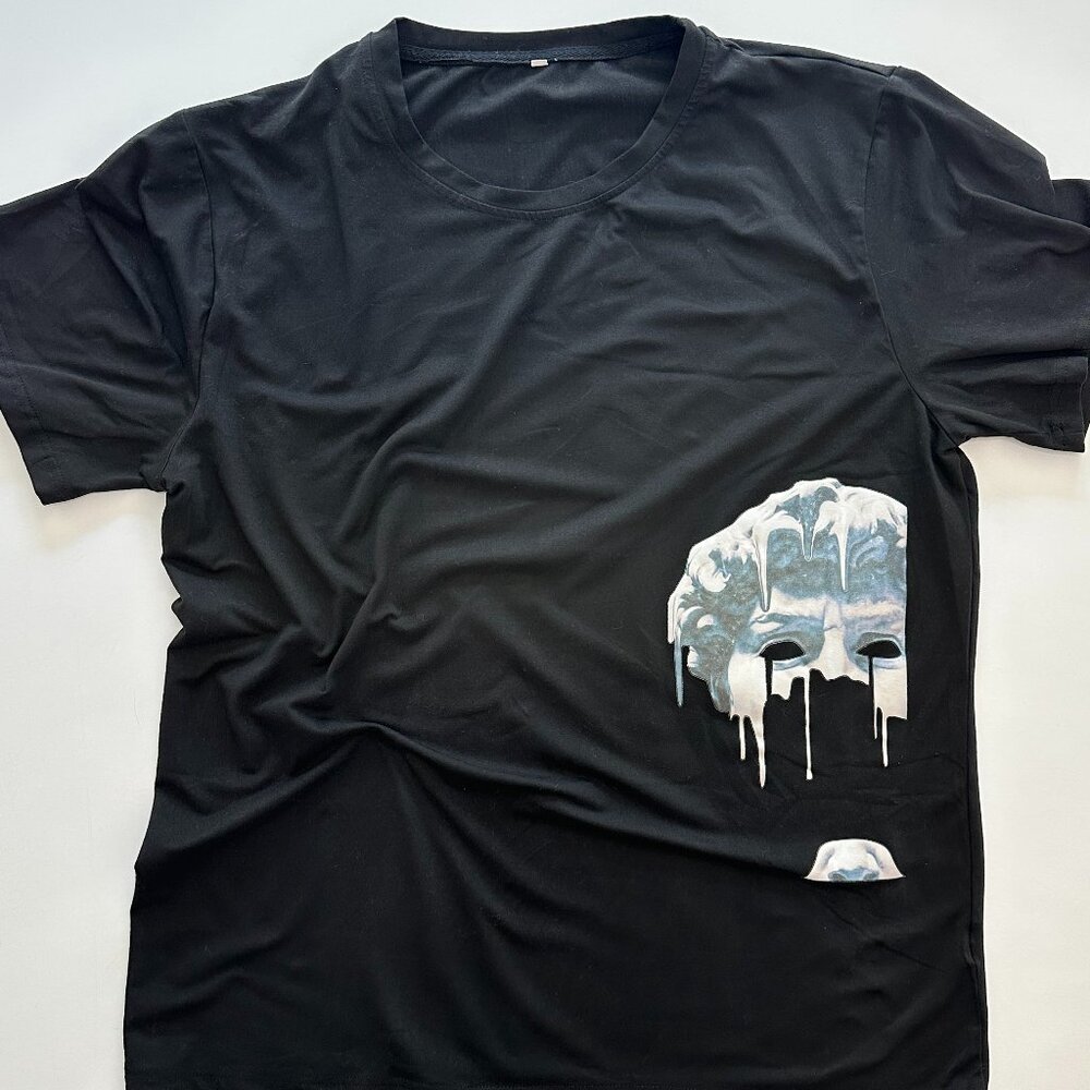 Julius Caesar Melting Greek God Graphic Black T-shirt Large Streetwear Vintage